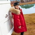 thumbnail image 5 of Otqutp Girl's Puffer Jacket Kids Long Winter Coats Knee Length Parka Warm Fleece Lined Snow Outerwear with Faux Fu𝗿 Hood, 5 of 5
