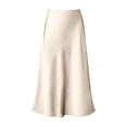 thumbnail image 4 of SXcggal Womens Elegant High Waist Skirt Solid Color Satin Dress Elegant Elastic Waist Skirt Stylish Comfortable Distinctive Women's Skirt, 4 of 5