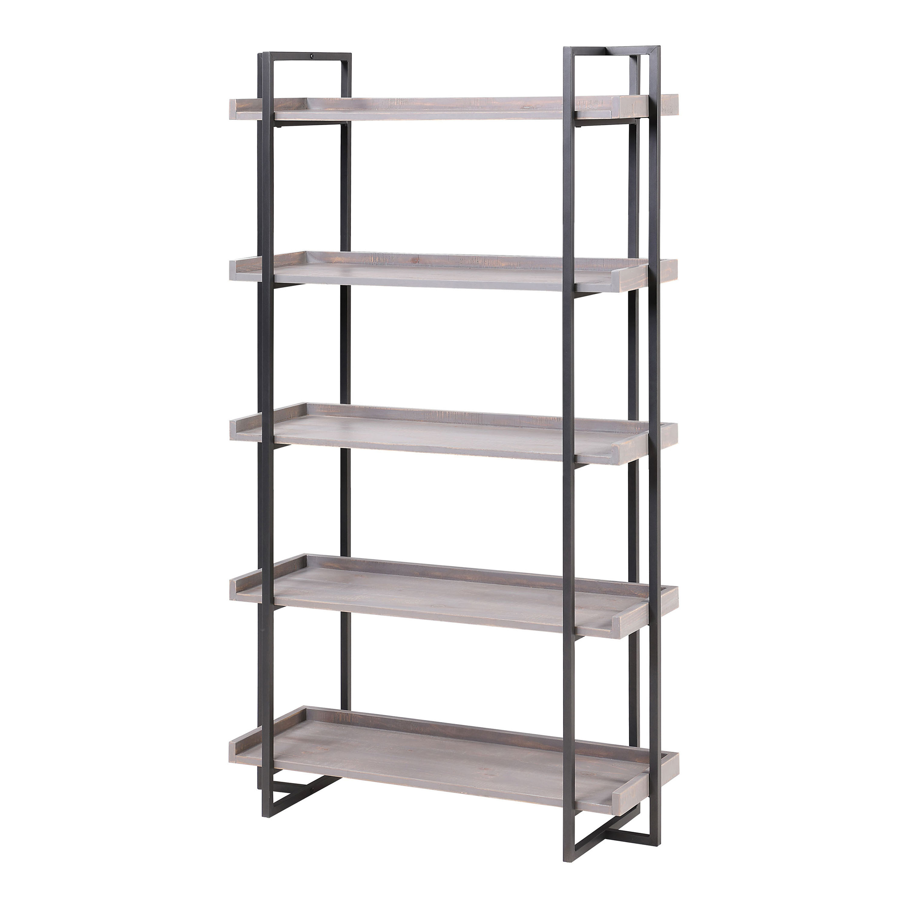 Furniture of America Sohl 5Tier Shelf, Antique Gray and Gun Metal