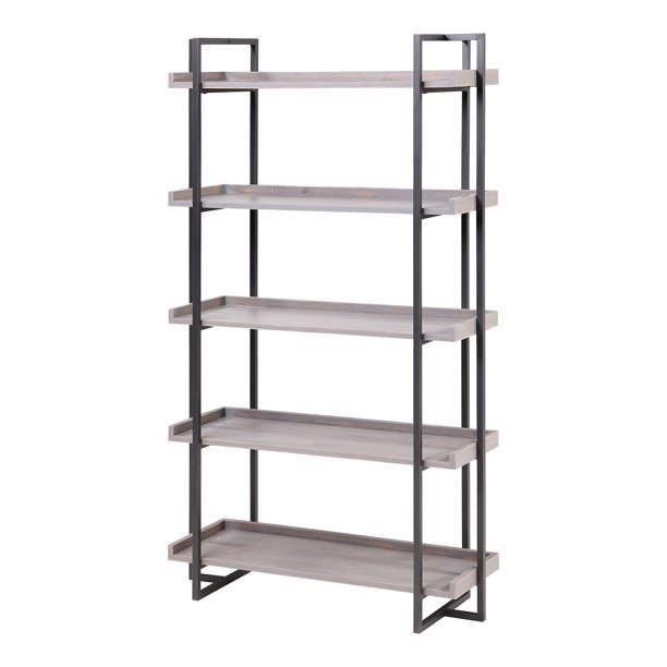 Furniture of America Sohl 5Tier Shelf, Antique Gray and Gun Metal