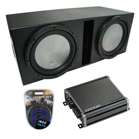 Universal Car Stereo Rhino Coated Ported Dual 12" Harmony A122 Sub Box & CXA8001