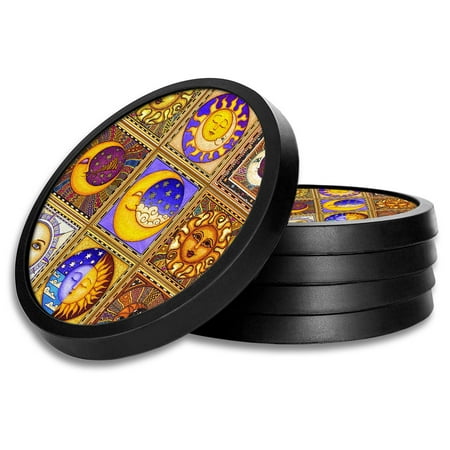 

Silicone Non-Slip Drink Coasters with Removable Printed Absorbent Felt Pad - Set of 4 - Celestials - Image by Dan Morris