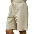 thumbnail image 3 of Labakihah Mens Pants Men's Summer Casual Cotton Linen Drawstring Shorts Pant Solid Pocket Shorts Khaki, 3 of 8