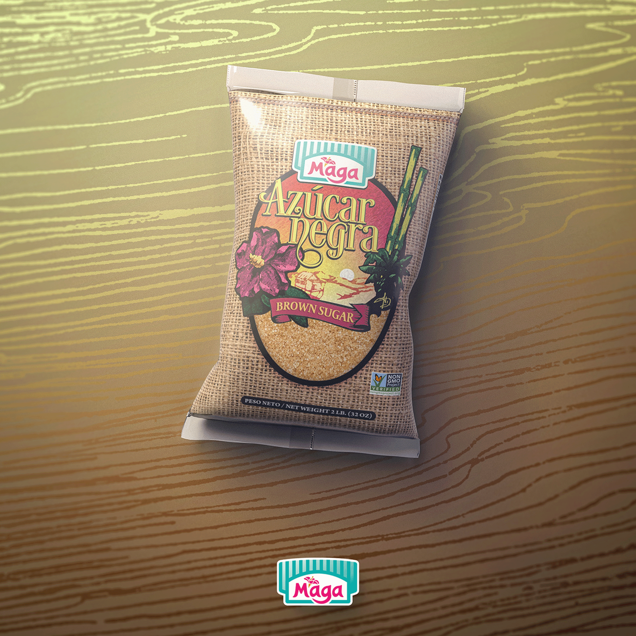 【メガレア】Brown Sugar - Free Maga Pure Unrefined Brown Sugar, Gluten Free, 2 lb, Plastic Bag