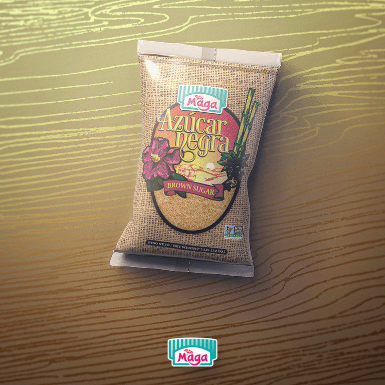 【メガレア】Brown Sugar - Free Maga Pure Unrefined Brown Sugar, Gluten Free, 2 lb, Plastic Bag