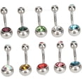 thumbnail image 1 of EcoNesxp Rhinestone Anti-Rust Belly Button Rings Suitable for Women's Daily Wear 10 Pieces Stainless Steel Belly Button Rings, 1 of 4