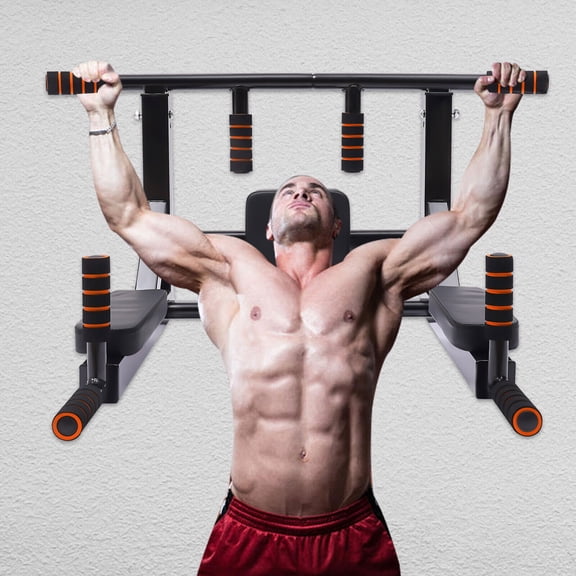 Pull Up Bar Raise Dip Station Vertical Knee Exercise Equipment Home Wall-Mount