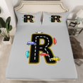 thumbnail image 2 of Manfei Boys Personalized Gifts Full Size Sheets,Pink Black Letter R Bed Sheets,Cartoon Toy Car Sheet Sets For Boys Kids,Lightweight Room Decoration,4pcs, 2 of 7