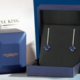 thumbnail image 5 of Gem Stone King 14K Yellow Gold Blue Created Sapphire and Lab Grown Diamond Dangle Earrings for Women | 5.36 Cttw | Gemstone September Birthstone | Round 8MM, 5 of 6