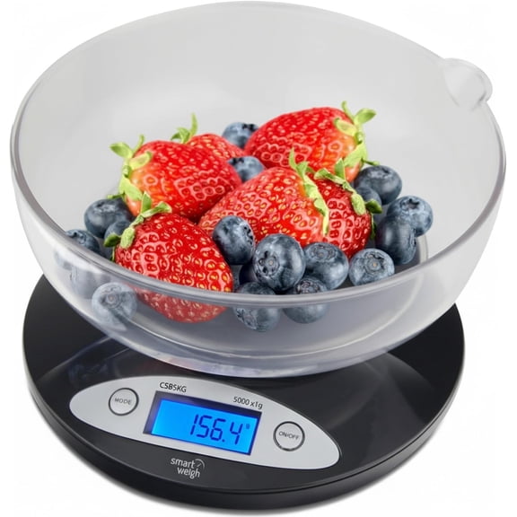 Digital Kitchen Scale with Removable Bowl – 11lb/5kg Capacity, 0.1oz/1g Precision – High Accuracy Food Scale for Baking, Cooking & Meal Prep (Black)