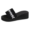 thumbnail image 5 of Rokment Womens Bling Sequin Lace Platform Wedge Slippers for Indoor and Outdoor Comfortable Arch Support Walking Slip on Sandals Lightweight Dress Slides Beach Summer Silver Size 7, 5 of 7