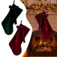 thumbnail image 3 of 1Pack Thick Bow Christmas Stockings, 19"Velvet Christmas Stocking Hanging Xmas Tree Decor for Farmhouse Christmas Tree Fireplace Winter Xmas Party Hanging Socks Ornaments(Red,19x10"), 3 of 5