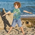 thumbnail image 3 of FORMRS Boys Rash Guard with Short Sleeves UPF 50+ Swim Shirts Sizes 3-12T, Beige Tree, 3 of 6