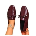 thumbnail image 4 of BXSRUTA Women's Plus Size Bow Slip-on Loafers Soft Leather Round Toe Comfort Casual Shoes, 4 of 8