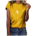 thumbnail image 1 of WEIYLL T-Shirts pour Femmes Manches Courtes Tunique Imprimé Animaux Col Rond T-Shirts Jaunes Tailles P, 1 of 3