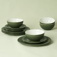 thumbnail image 4 of Famiware Garden 12-Piece Dinnerware Sets, Stoneware Dish Set for 4, Dark Green, 4 of 7