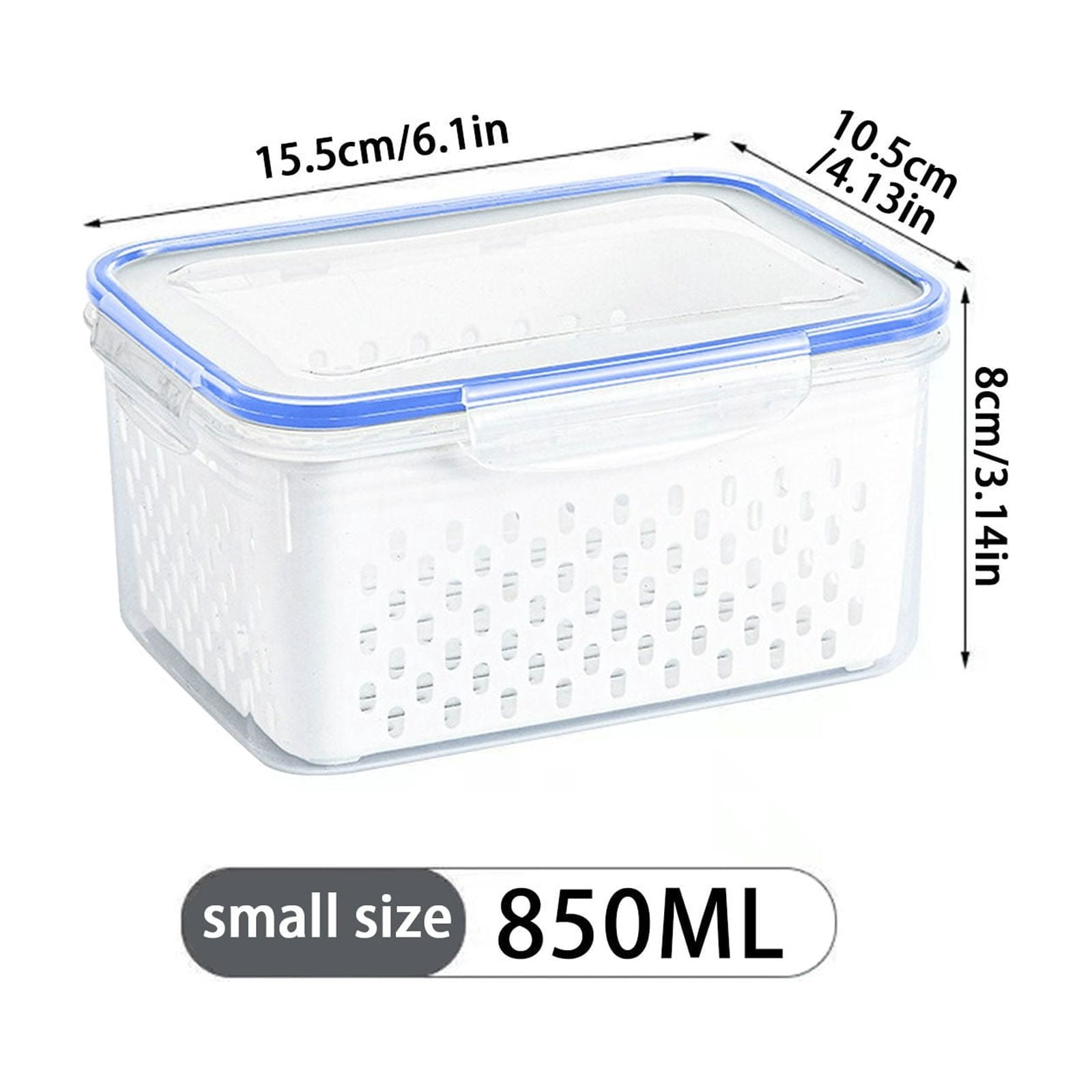 COM1950s Produce Storage Container With Colander Set, Airtight Food Storage Containers for Fridge, Leak-Proof Fruit and Vegetable Keeper, Stackable Refrigerator Organizer for Berry and Greens