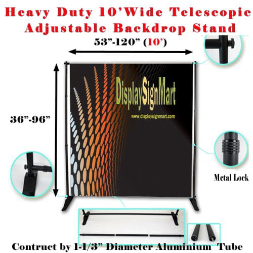 8' Telescopic Banner Stand  Backdrop Wall Exhibitor Trade Show Display Pop up 