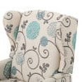 thumbnail image 5 of GDF Studio Weyland Contemporary Fabric Pushback Recliner, Set of 2, Light Beige with Blue Floral and Dark Brown, 5 of 13