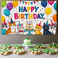 thumbnail image 4 of Cute Cat Themed Happy Birthday Background Backdrop Banner for Birthday Party Decorations Photography Props Photo Booth Decors, 4 of 7