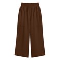 thumbnail image 5 of VBVC Women's Cotton Linen Capri Pants , Wide Leg Culottes Trousers For Women , Ladies' Summer Cropped Pants with Pockets, S-2XL, 5 of 6