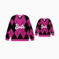 thumbnail image 4 of Barbie Womens Sweater Mommy And Me Logo Roseo Embroidered Checkered Nylon Knitwear Sizes S-XL, 4 of 9