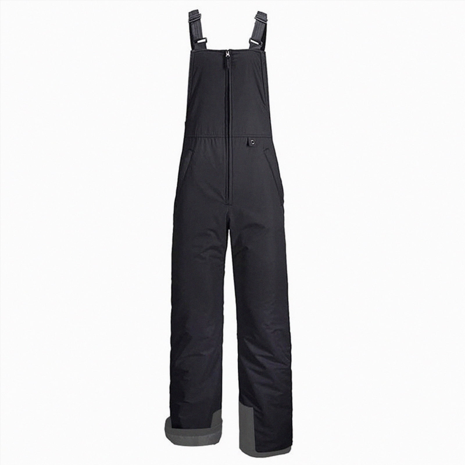 HCNTES Children's Insulated Snowsuit Bib Overalls Kids Adjustable Strap Design for Skiing Winter Activities(A-Black,9-10 Years)