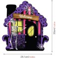 thumbnail image 3 of Halloween Tree Decoration, Classic Halloween Door Hanging with Ghost Skull and Pumpkin | Wooden vehicle shaped house, wooden decoration for front door, 3 of 5