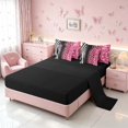 thumbnail image 4 of Homewish Animal Print King Bedding, Pink Zebra Leopard Print King Bed in a Bag, Black Reversible, 7-Piece, 4 of 7