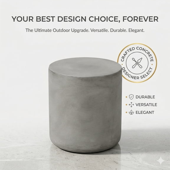 Outdoor LightWeight Concrete Side Table,MGO End Table ,Light Gray