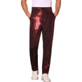 thumbnail image 1 of Pantalones de lentejuelas INSPIRE CHIC para hombres, pantalones rectos brillantes para fiestas disco, talla 38, rojos, 1 of 5