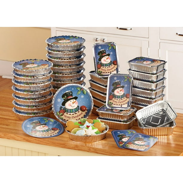 Set of 36 Goodies Container with Lids Snowman Christmas Leftover Food