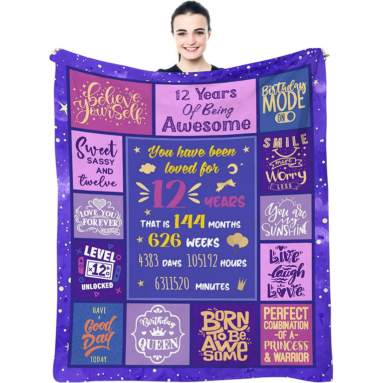 12 Year Old Girl Gifts, Cool Presents for 12 Year Old Girls, 12 Year Old  Birthday Girl Gifts Ideas, 12th Birthday Decoration Blanket for Daughter  Son