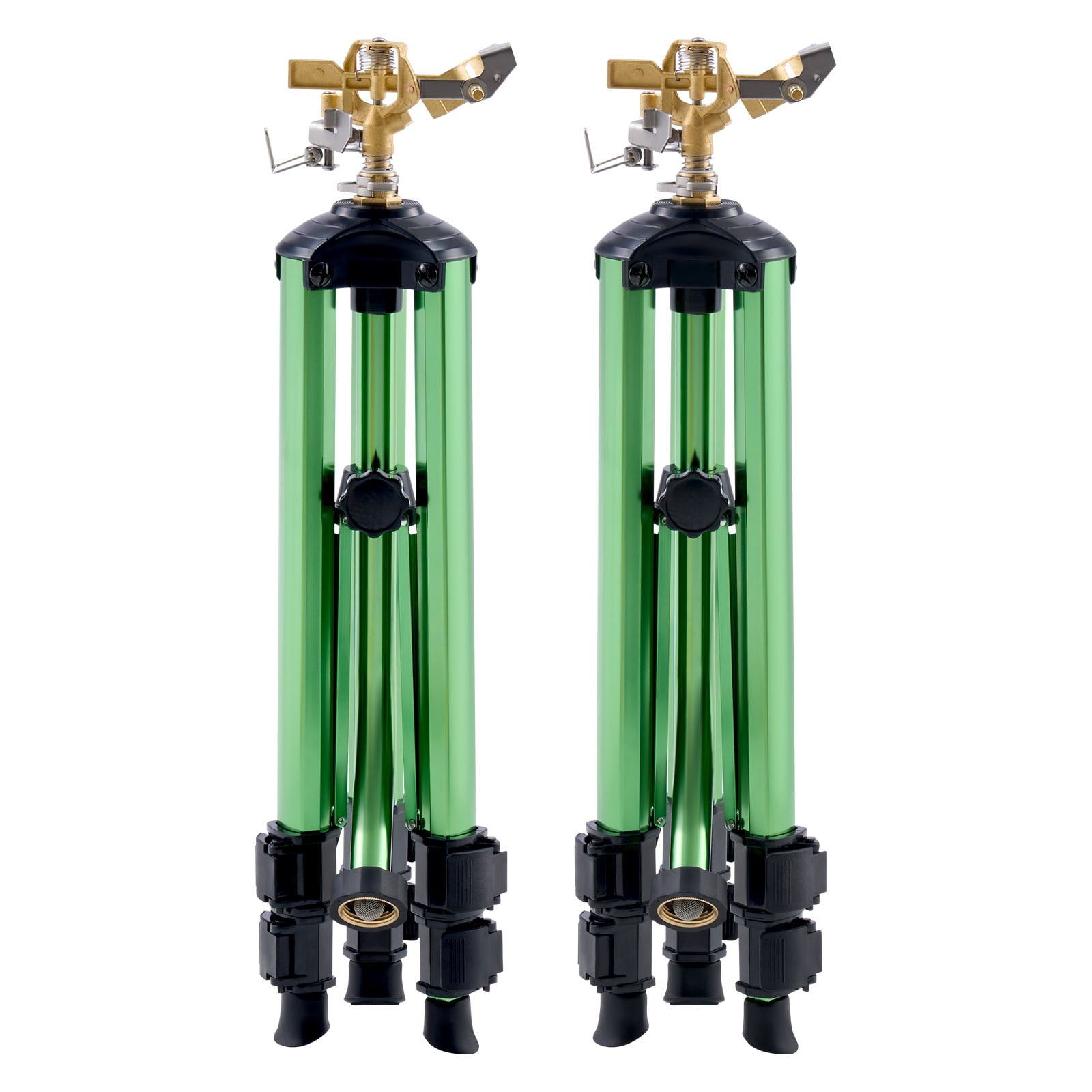 Tripod Sprinkler with 42 ft Spray Radius, Adjustable 0-360° Head, 3-Level Height 17-37", for Lawn Garden Irrigation