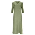 thumbnail image 4 of DHFJKG Dresses For Women 3/4 Sleeve Loose Fit Solid Color Layering Tunic Maxi Dresses V Neck Stylish Dresses, 4 of 4