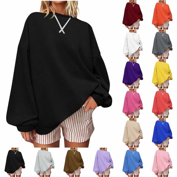 Ashirexll Winter Tops Womens Long Sleeve Tops Casual Printing Color Block Pullover Loose Sports Shirt for Women