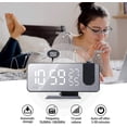 thumbnail image 3 of Despertador de proyección LIUXGMXG con radio FM Reloj digital LED pantalla de proyección 180° USB negro, 3 of 5
