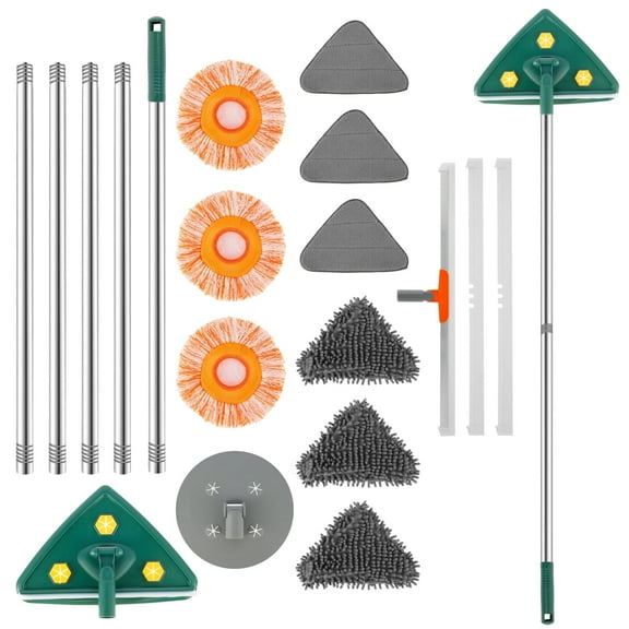 Txkrhwa 86 inch Wall Cleaner Mop with Long Handle, Microfiber Dust Mop, Rotatable Wall Cleaning Tool, with 9 Replaceable Mop Pads for Ceiling, Skirting Wall, and Floor Cleaning