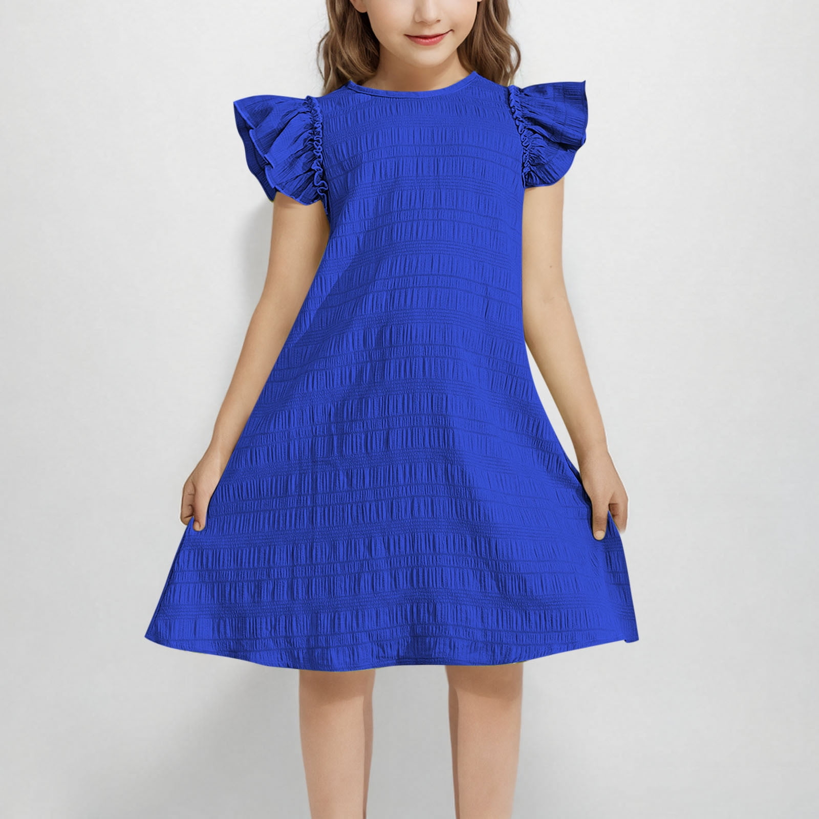 Sriper Camisole Dress for Toddler Girls 3T-4T,Short Sleeve Dresses 10-12,Dresses 9-10 Years Old Cute Outfits Kids Size 12-14,2T Girls Clothes Clearance Under $10,, Blue 8-9Years