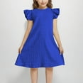 thumbnail image 6 of CYRBOKO Girls Summer Dresses, Flutter Sleeve A-line Birthday Casual Midi Dresses Blue Size 8-9T, 6 of 9
