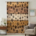 thumbnail image 2 of Yellow Brown Semi Sheer Curtains Drapes for Living Room, Bedroom, French Doors Window 54 Inches Long, Farmhouse Dog Paw Vintage Rod Pocket Chiffon Curtain Drapery Voile Draperies Panel, 2 of 8