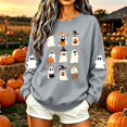 thumbnail image 4 of Meichang Casual Halloween Sweatshirts Women Oversized Crew Neck Sweatshirt Cute Ghost Print Sweatshirts Long Sleeve Sweatshirts Fall Pullover, 4 of 6