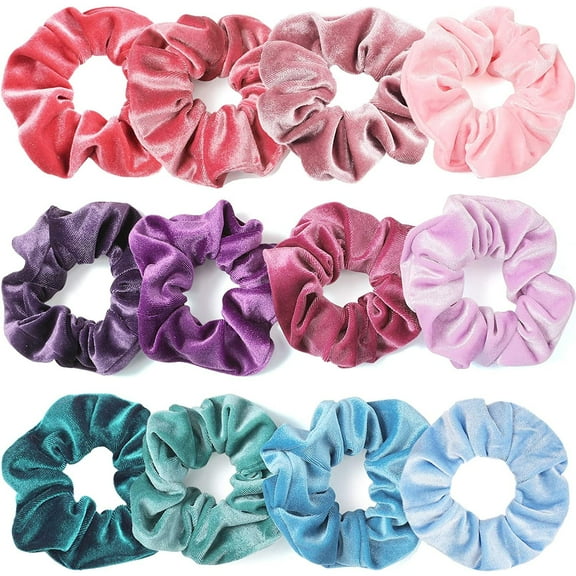 Scrunchies for Girls Women Elastic Fluff Hair Bands Ponytail Ties (12 Pcs )