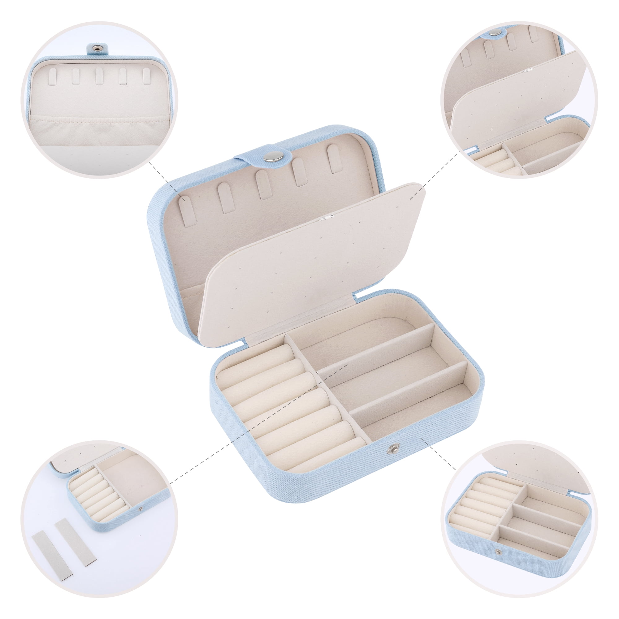 Unique Bargains Travel Compact Jewelry Box for Women Light Blue