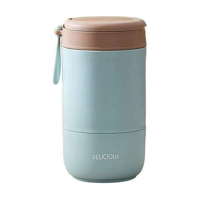 Stainless Steel Double Layer Soup Cup Cereal On The Go Cup Breakfast Cup With Lid And Spoon Food Container Pot