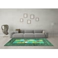 thumbnail image 3 of Ahgly Company Machine Washable Indoor Rectangle Abstract Turquoise Blue Contemporary Area Rugs, 4' x 6', 3 of 4