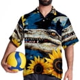 thumbnail image 4 of Crocodile Starry Sky Sunflower Men's Short Sleeve Beach Button Down Casual Printed Summer Shirts - Unisex, 4 of 6