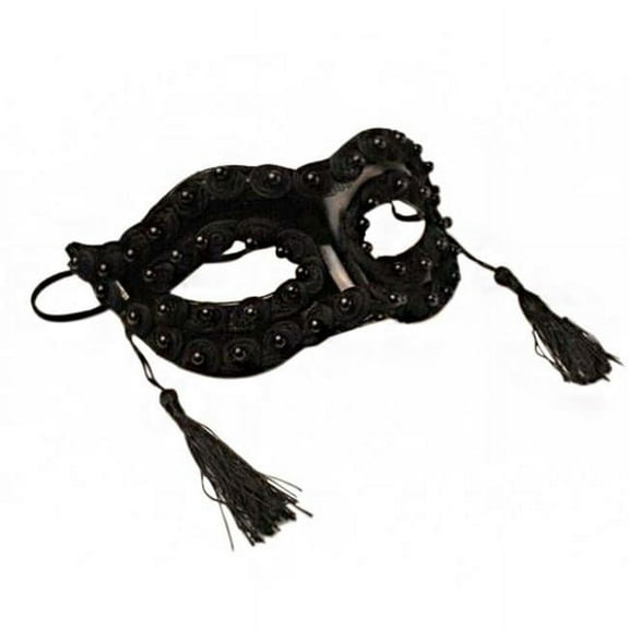 Panda Superstore  Black Flowers Deecorative Masquerade Mask with Tassels Halloween Mardi Gras Masks