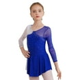 thumbnail image 2 of Hansber Kids Girls Long Sleeve Figure Ice Skating Dress Ballerina Shiny Diamond Ballet Dance Leotards Royal Blue 14, 2 of 7