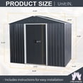 thumbnail image 6 of CarButler 8x6ft Metal Outdoor Storage Shed with Lockable Sliding Doors for Garden Backyard Patio Lawn Black, 6 of 7